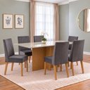 Ver imagem 1 de Conjunto Sala de Jantar Mesa Lana 160cm Tampo MDF Vidro Canto Reto 6 Cadeiras Flavia