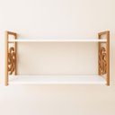 Ver imagem 4 de Prateleira Decorativa 70cm Branca com Suporte Estilo Industrial Cobre Cobreado Organizadora Decorar