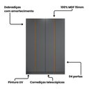 Ver imagem 4 de Guarda Roupa 4 Portas Abrir para Quarto ou Closet 230 cm X 160 cm 100% MDF Cor:Cinza e Peroba