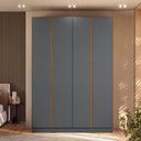 Ver imagem 1 de Guarda Roupa 4 Portas Abrir para Quarto ou Closet 230 cm X 160 cm 100% MDF Cor:Cinza e Peroba