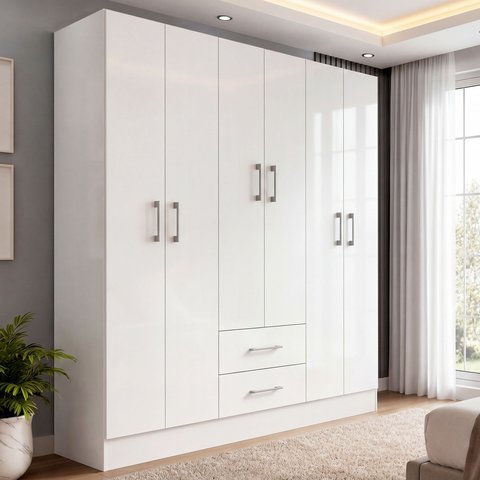 Guarda-Roupa Casal 6 Portas 2 Gavetas Essence Yescasa Branco