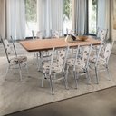 Ver imagem 1 de Conjunto Sala de Jantar Canada 180cm x 80cm Bege/Cromado/Amadeirado Claro/Café