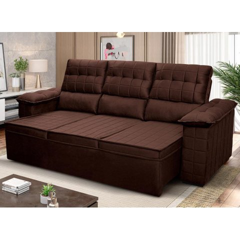 Sofá Retrátil Reclinável 230cm 4 Lugares com Molas Quantum King House