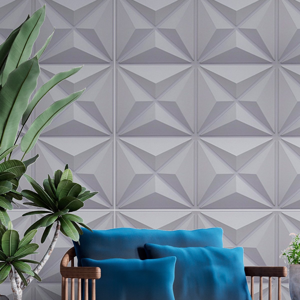 10 Placas Pvc 3d Revestimento de Parede Decorativa Estrelar Alto Relevo Quarto Sala Cozinha 25cm X 2 - 7