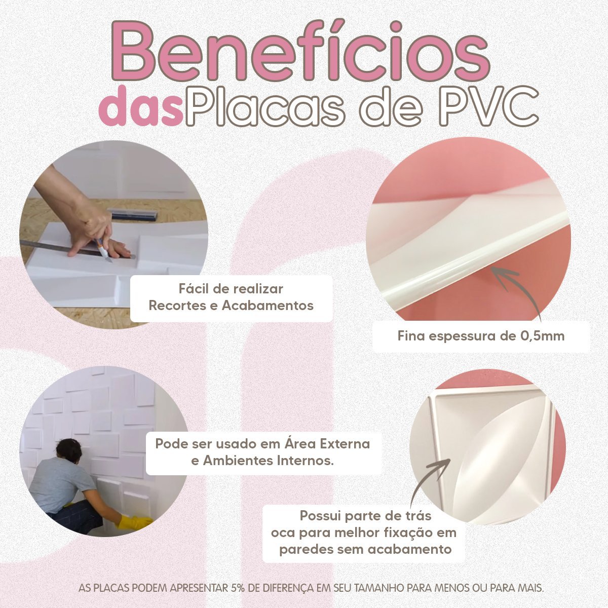 10 Placas Pvc 3d Revestimento de Parede Decorativa Estrelar Alto Relevo Quarto Sala Cozinha 25cm X 2 - 8
