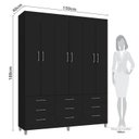 Ver imagem 3 de Guarda-Roupa Paraty 6 Portas 9 Gavetas Preto