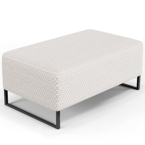 Puff Decorativo Sala de Estar Cléo Base de Ferro Preto 90 cm W01 Bouclê Cru - Lyam