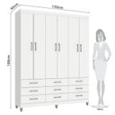 Ver imagem 3 de Guarda-Roupa Paraty 6 Portas 9 Gavetas Branco