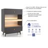 Aparador Buffet com Led Luz Quente 110v Carbon - 3