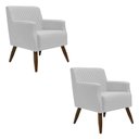 Ver imagem 1 de Kit 2 Poltronas Nagoya Pés Madeira Corano Branco Gran Belo