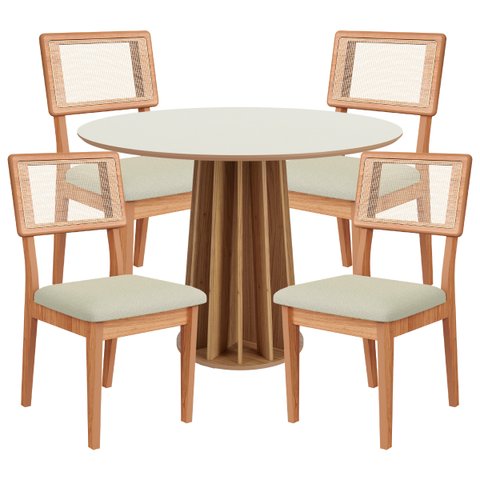 Conjunto de Jantar Mesa 4 Cadeiras Mdf