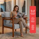 Ver imagem 4 de Kit 2 Poltrona Sala Decorativa Ayla Estofada Boucle Cinza Base Madeira Castanho - Arkell