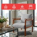 Ver imagem 3 de Kit 2 Poltrona Sala Decorativa Ayla Estofada Boucle Cinza Base Madeira Castanho - Arkell