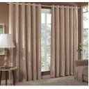 Ver imagem 1 de Cortina Jacquard Sala 6,00x2,50 Bege Ilhós Quadrado Cromado