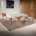 Ver imagem 1 de Conjunto Sala de Jantar 2 Cadeiras Mesa Retangular Tampo Laqueado com Vidro