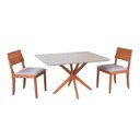 Ver imagem 2 de Conjunto Sala de Jantar 2 Cadeiras Mesa Retangular Tampo Laqueado com Vidro