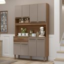 Ver imagem 2 de Armario de Cozinha Valparaiso 120 Cm com 8 Portas e 1 Gaveta Freijo/moka