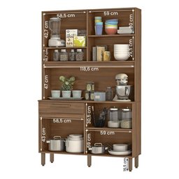 Armario de Cozinha Valparaiso 120 Cm com 8 Portas e 1 Gaveta Freijo/moka - 3