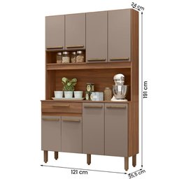 Armario de Cozinha Valparaiso 120 Cm com 8 Portas e 1 Gaveta Freijo/moka - 4