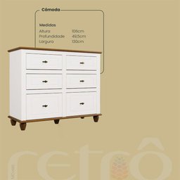Cômoda Retrô 6g Off White-nogueira - 4