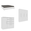Ver imagem 1 de Quarto Casal Completo Guarda Roupa 6 Portas Munique, Cama Casal Monaco e Cômoda Chicago Espresso Móv Branco/Neve