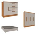 Ver imagem 1 de Quarto Casal Completo Guarda Roupa 6 Portas Munique, Cama Casal Monaco e Cômoda Chicago Espresso Móv Bege/Cinamomo/Off White