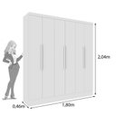 Ver imagem 3 de Quarto Casal Completo Guarda Roupa 6 Portas Munique, Cama Casal Monaco e Cômoda Istambul Espresso Mó Branco/Neve