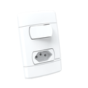 Ver imagem 1 de Conjunto Interruptor 1 Tecla Simples 10a + 1 Tomada 2 Pólos e 1 Terra Tam. 4 X 2 Branco Durín