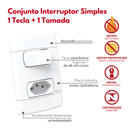 Ver imagem 2 de Conjunto Interruptor 1 Tecla Simples 10a + 1 Tomada 2 Pólos e 1 Terra Tam. 4 X 2 Branco Durín