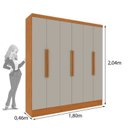 Ver imagem 4 de Quarto Casal Completo Guarda Roupa 6 Portas Munique, Cama Casal Monaco e Cômoda Istambul Espresso Mó Bege/Cinamomo/Off White