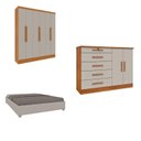 Ver imagem 1 de Quarto Casal Completo Guarda Roupa 6 Portas Munique, Cama Casal Monaco e Cômoda Istambul Espresso Mó Bege/Cinamomo/Off White