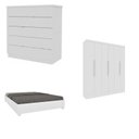 Ver imagem 1 de Quarto Casal Completo Guarda Roupa 6 Portas Munique, Cama Casal Monaco e Cômoda Premium Espresso Móv Branco/Neve