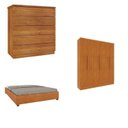 Ver imagem 1 de Quarto Casal Completo Guarda Roupa 6 Portas Munique, Cama Casal Monaco e Cômoda Premium Espresso Móv Bege/Cinamomo