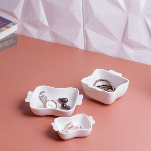 Porta-anéis decorativo de porcelana - Butterfly - Branco - 15,5x12x4cm - 7
