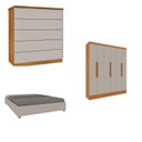 Ver imagem 1 de Quarto Casal Completo Guarda Roupa 6 Portas Munique, Cama Casal Monaco e Cômoda Premium Espresso Móv Bege/Cinamomo/Off White