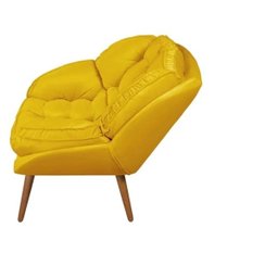 Poltrona Decorativa Flórida Em Tecido Suede Pés Madeira - Mostarda - 2