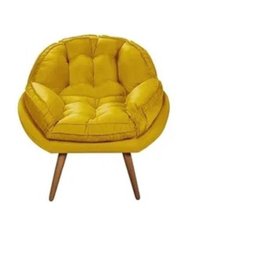 Poltrona Decorativa Flórida Em Tecido Suede Pés Madeira - Mostarda - 1