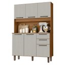 Ver imagem 1 de Armário para Cozinha Kit Pop 120 Cm 6 Portas 2 Gavetas Cinamomo Areia Fosco - Zanzini