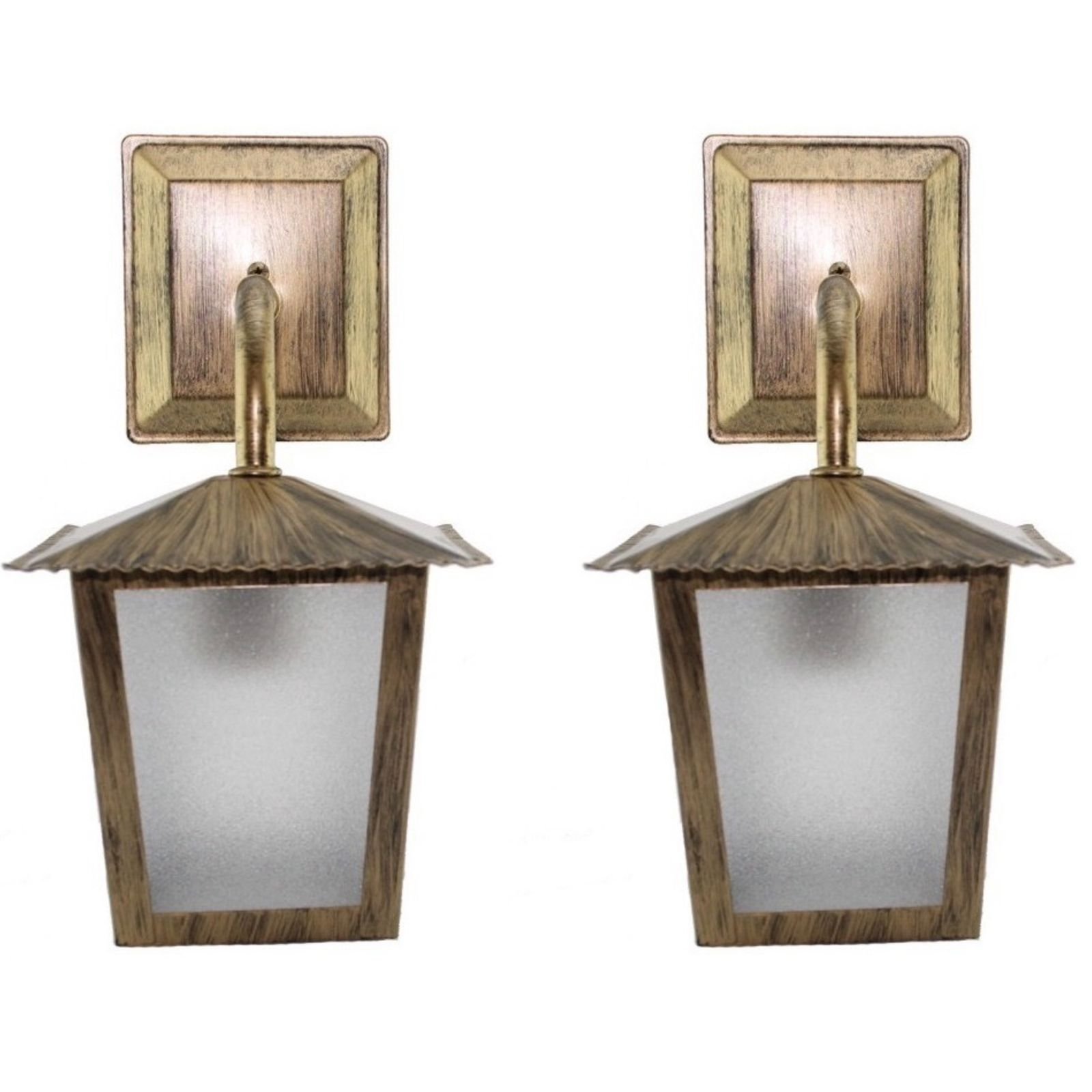 Kit C/ 2 Luminárias Arandelas Externa Quadrada Ouro Velho MadeiraMadeira