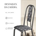 Ver imagem 6 de Kit com 04 Cadeiras para de Sala de Jantar Fortaleza Prata/Mosaico Branco/Preto/Martelado