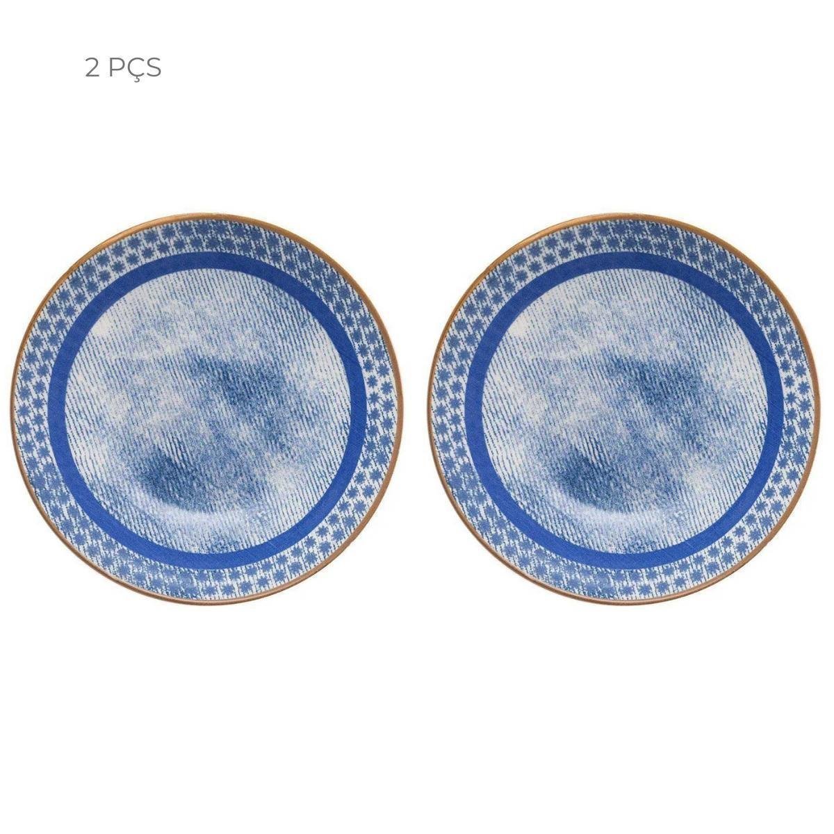 Conjunto De 2 Pratos Fundo Em Cerâmica 20,5Cm Unni Jeans - 1