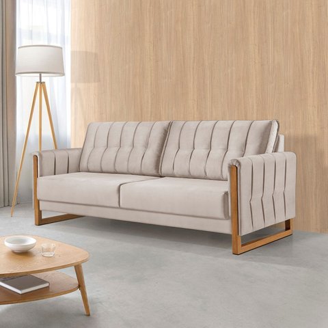 Sofá Lottus 170cm Veludo Premium Conforto e Design Moderno:bege