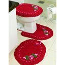 Ver imagem 2 de Jogo Tapete Banheiro Crochê 3 Peças Flores Algodão Decoração