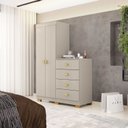 Ver imagem 1 de Cômoda Guarda-Roupa para Quarto 2 Portas 4 Gavetas Cristal Fendi Bege