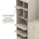 Ver imagem 7 de Cômoda Guarda-Roupa para Quarto 2 Portas 4 Gavetas Cristal Fendi Bege