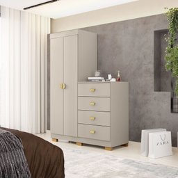 Cômoda Guarda-roupa Cristal 2 Portas 4 Gavetas - 1