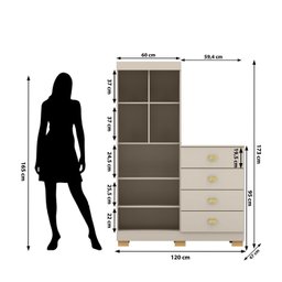 Cômoda Guarda-roupa Cristal 2 Portas 4 Gavetas - 4