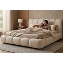 Ver imagem 2 de Cama Japonesa com Cabeceira King Nuvem Bouclé Off White - Sallar Home
