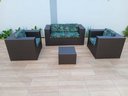 Ver imagem 2 de Móveis para Varanda Jardim Área Externa Conjunto 1 Sofá 2 Poltronas 1 Mesa em Fibra Sintética