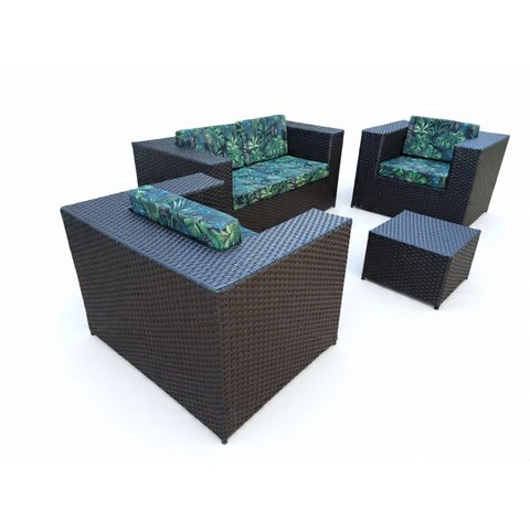 Móveis para Varanda Jardim Área Externa Conjunto 1 Sofá 2 Poltronas 1 Mesa em Fibra Sintética